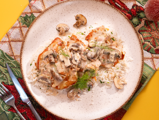 MEDALLONES DE PAVO EN SALSA DE CHAMPIÑONES